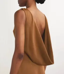 Alex Perry satin crepe draped back maxi dress in brown AU 14 for rent on The Volte - image 3