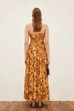 Alemais Banana Blossom Ruched Gown Marigold Size 6 for rent on The Volte - image 4