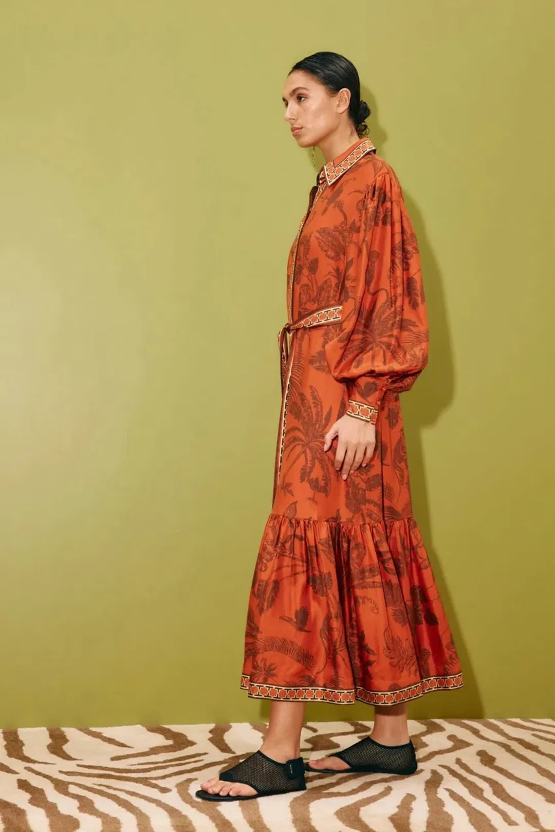 Alemais Monkey Dance Silk Shirtdress Size 10 for rent on The Volte - main image