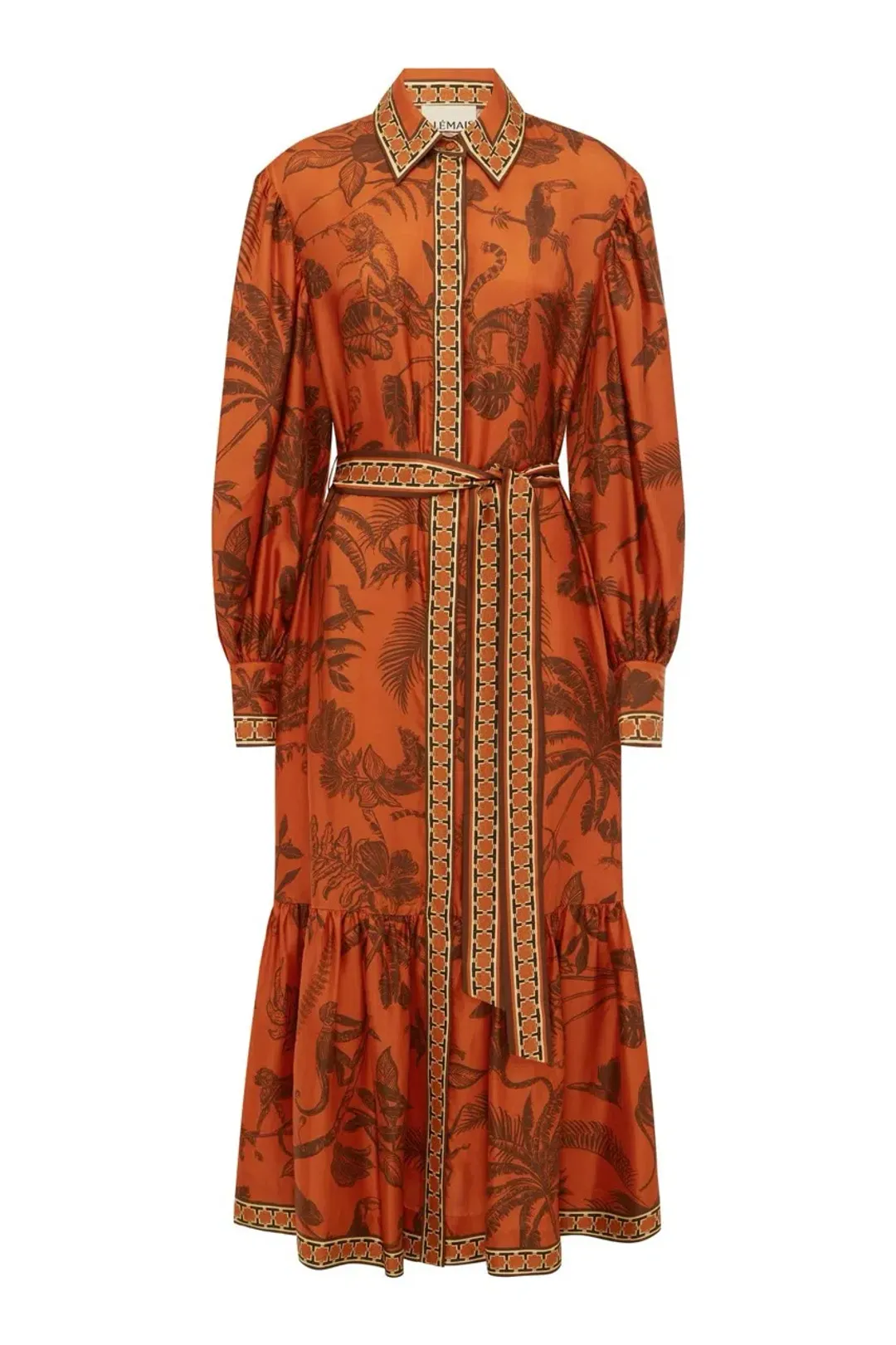 Alemais Monkey Dance Silk Shirtdress Size 10 for rent on The Volte - main image