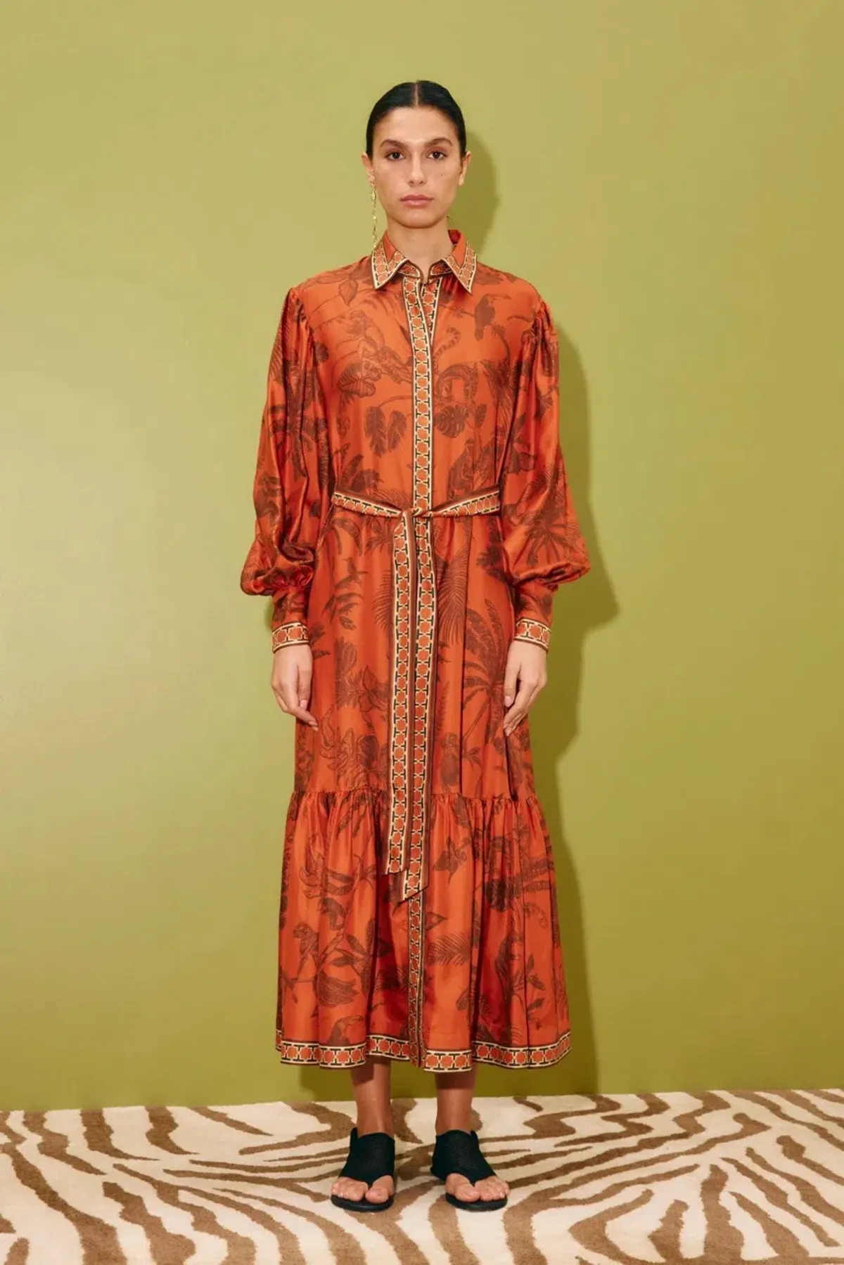 Alemais Monkey Dance Silk Shirtdress Size 14 for rent on The Volte - main image