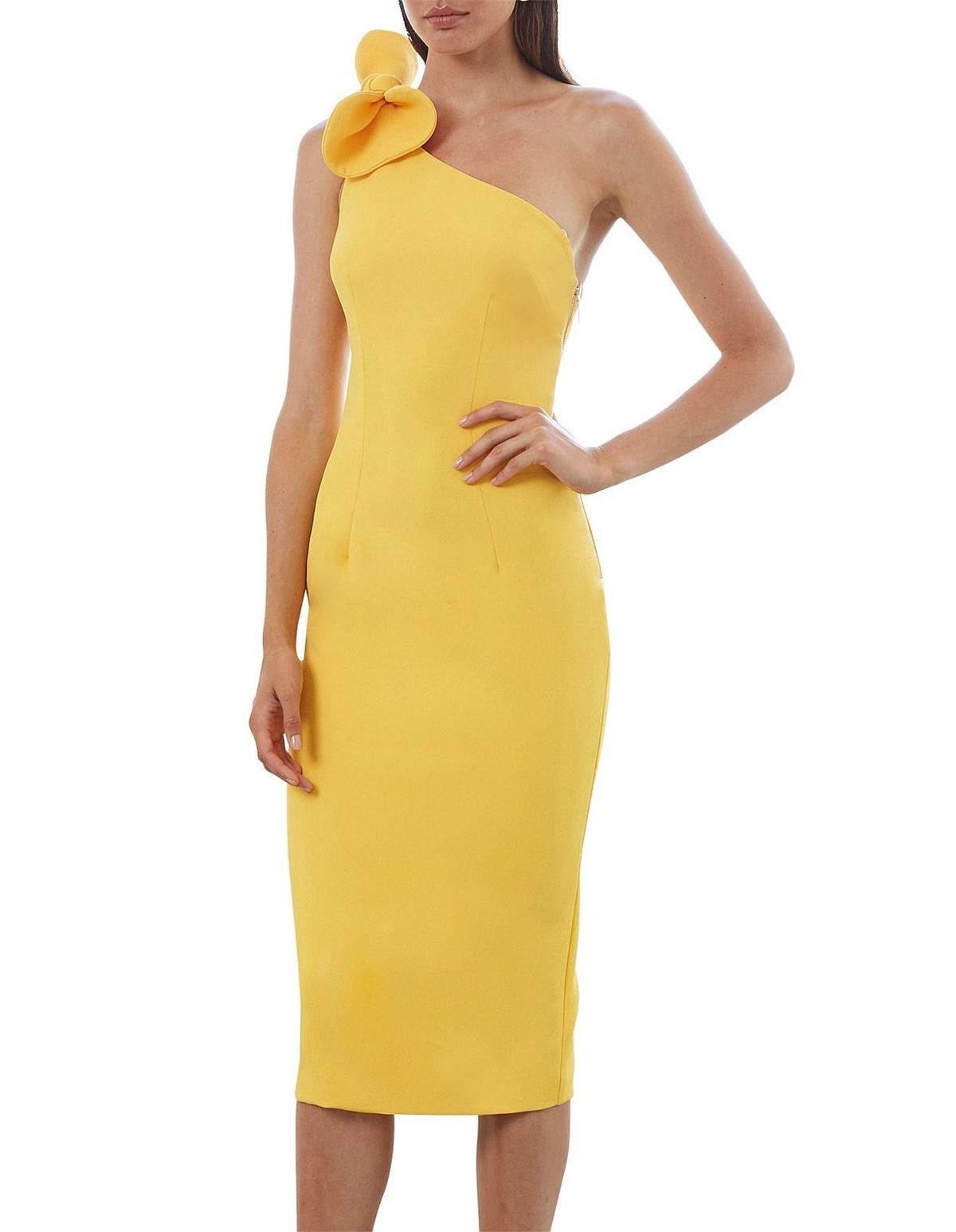 By Johnny Pollen Tie Midi Dress Yellow Size 6 - Image 1
