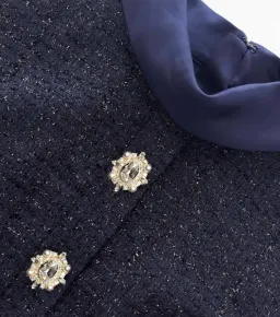 Self Portrait Navy Metallic Boucle Maxi Dress Size 6 for rent on The Volte - image 4