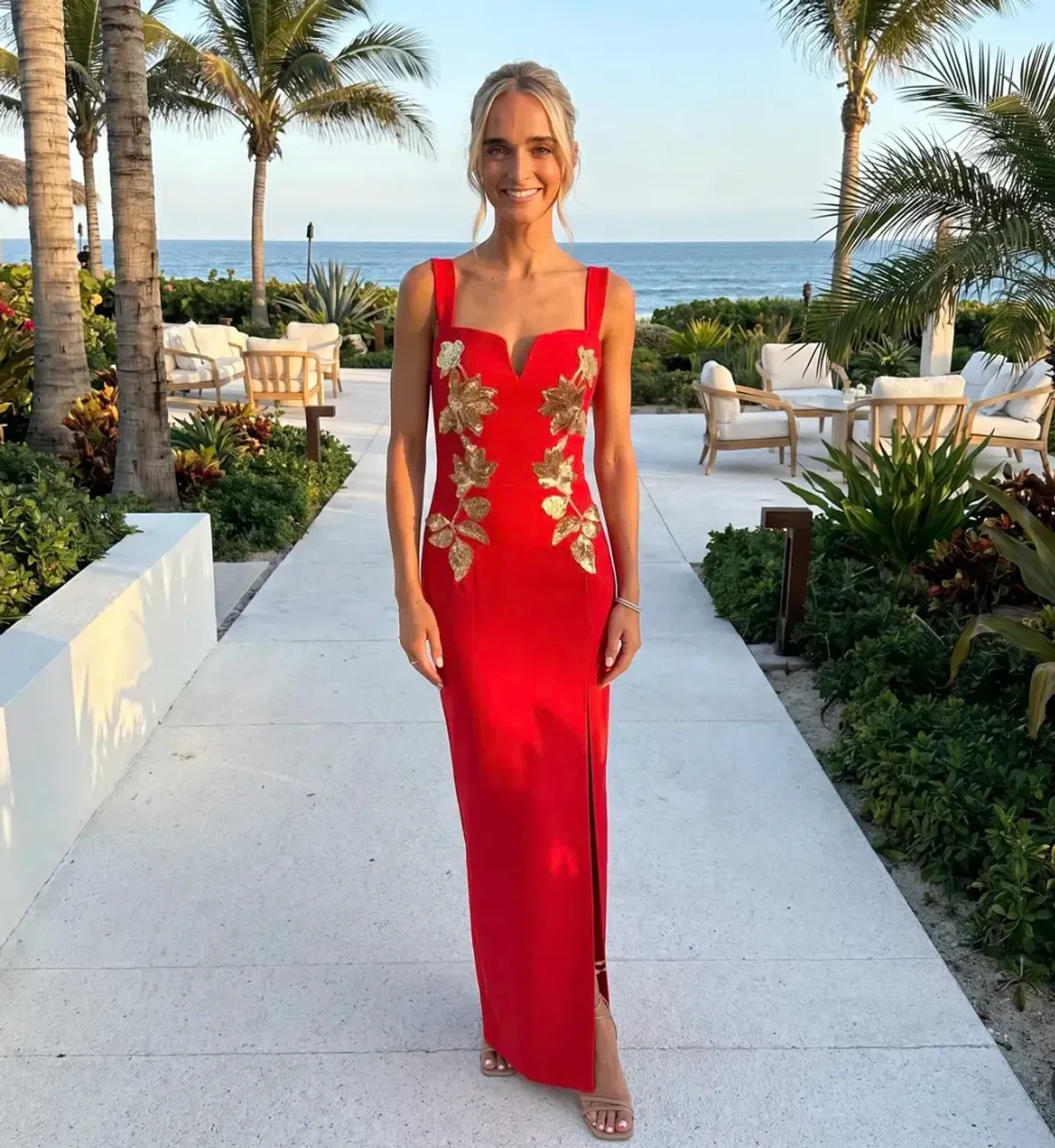 Rebecca Vallance Versaille Sequined Crêpe Gown in Red Size AU4 - Image 1
