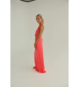 The New Arrivals Ilkyaz Ozel Tanit Draped Satin Gown in Pink Size AU6 for rent on The Volte - image 3