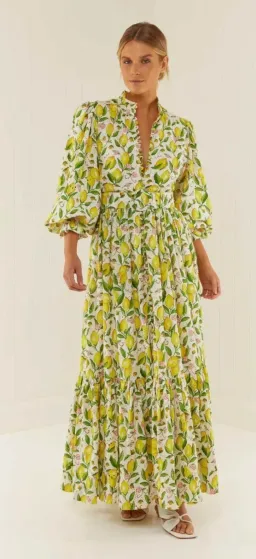 Palm Noosa - Royal Flush Dress - Lemon Print - Size 8 for rent on The Volte - image 3