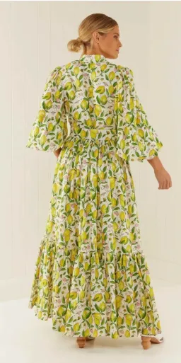Palm Noosa - Royal Flush Dress - Lemon Print - Size 8 for rent on The Volte - image 4