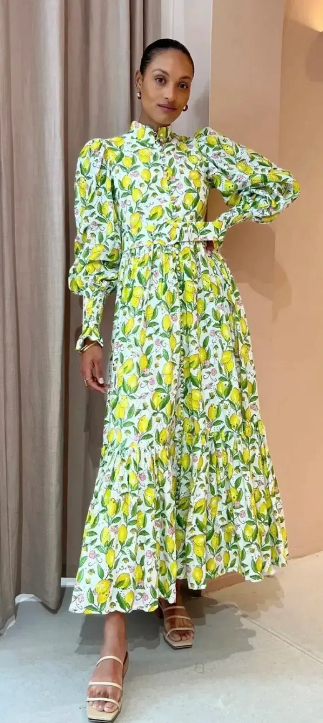 Palm Noosa - Royal Flush Dress - Lemon Print - Size 8 for rent on The Volte - main image