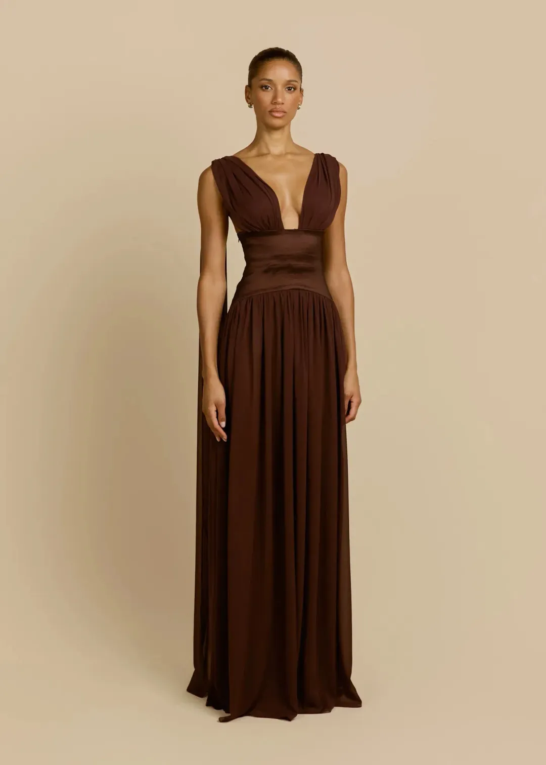 Arcina Ori Ramona Gown in Cacao Brown Size S for rent on The Volte - main image