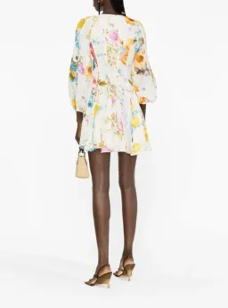 Zimmermann Halcyon Panelled Floral Puff Sleeve Mini Dress in Size 0P / AU 6 P - Cottagecore & Garden Party Dress for rent on The Volte - image 2