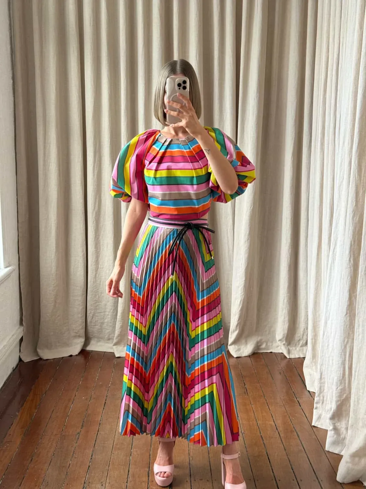 REBECCA VALLANCE DALI PUFF SLEEVE MIDI SIZE 12 - Image 3