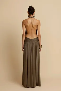 Arcina Ori, SANTINA DRESS KHAKI, Size XS, maxi, green for rent on The Volte - image 2