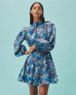 Alemais Isabella Mini Dress Size 14 AU Blue Paisley for rent on The Volte - image 2