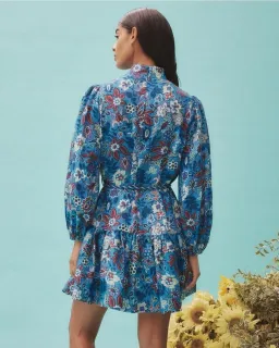 Alemais Isabella Mini Dress Size 14 AU Blue Paisley for rent on The Volte - image 3