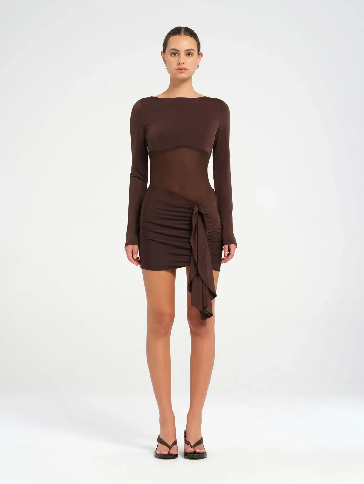 Benni Juni Mini Dress in Chocolate Brown Size 14 for rent on The Volte - main image