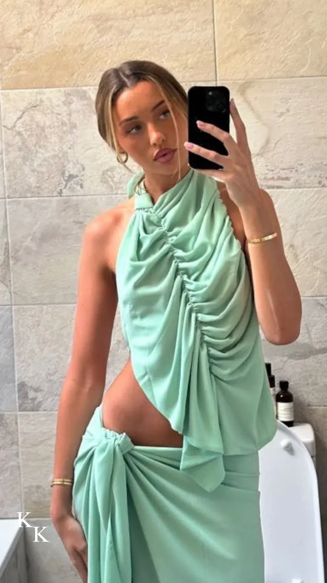 Koster Kulture Bobbies Top Skirt Set Pistachio Green Size XS for rent on The Volte - main image