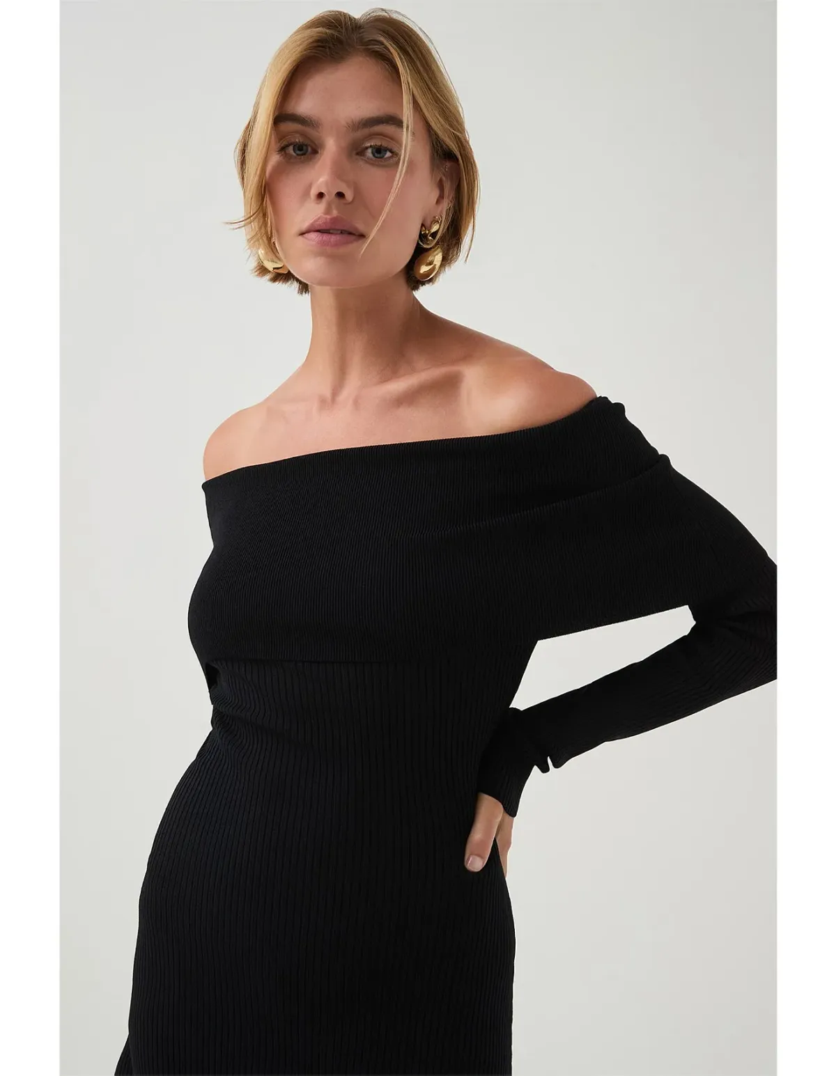 Aje Studio Deia Off Shoulder Long Sleeve Dress Black Size 12 - Image 4