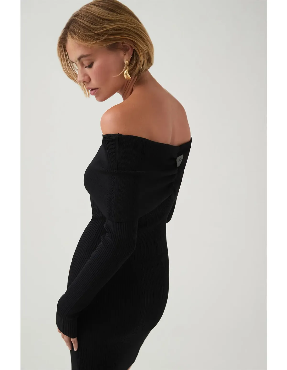 Aje Studio Deia Off Shoulder Long Sleeve Dress Black Size 12 - Image 3