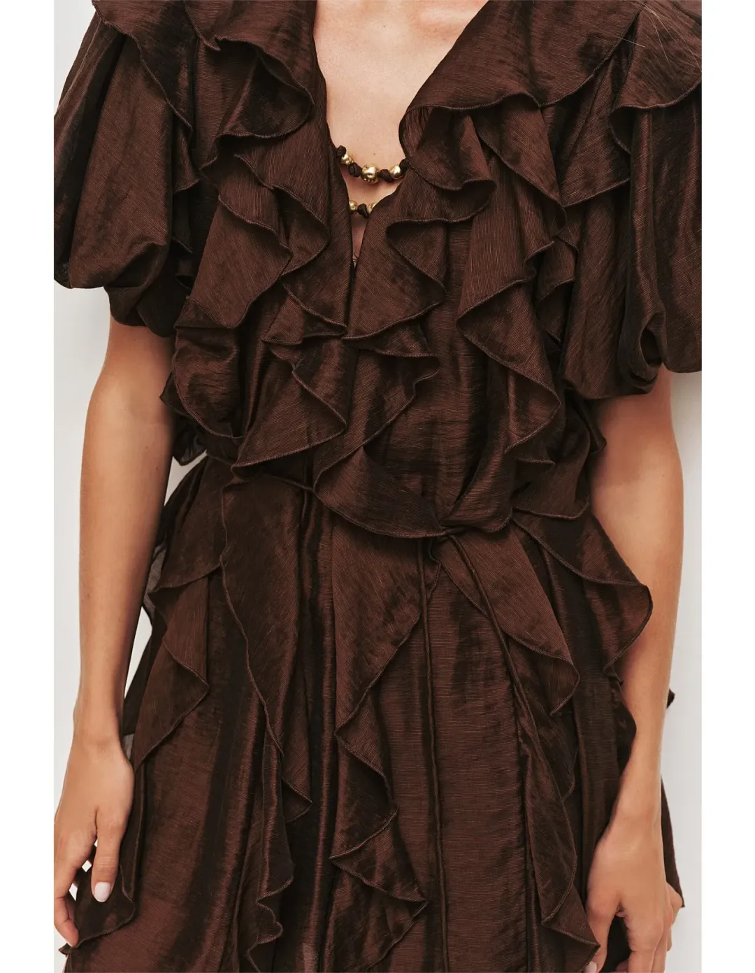 Aje Voyager Mini Dress Brown Size 6 for rent on The Volte - main image