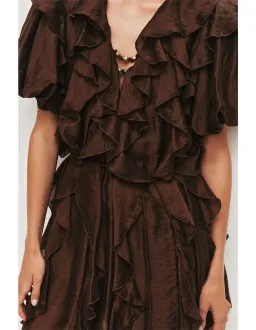 Aje Voyager Mini Dress Brown Size 6 for rent on The Volte - image 2