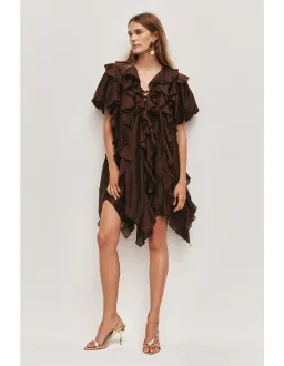 Aje Voyager Mini Dress Brown Size 6 for rent on The Volte - image 1
