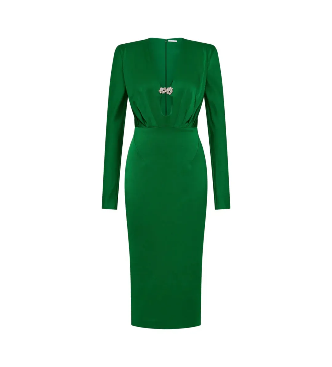 Rachel Gilbert Florida Long Sleeve Midi Dress in Emerald Size 2 / AU 10 for rent on The Volte - main image