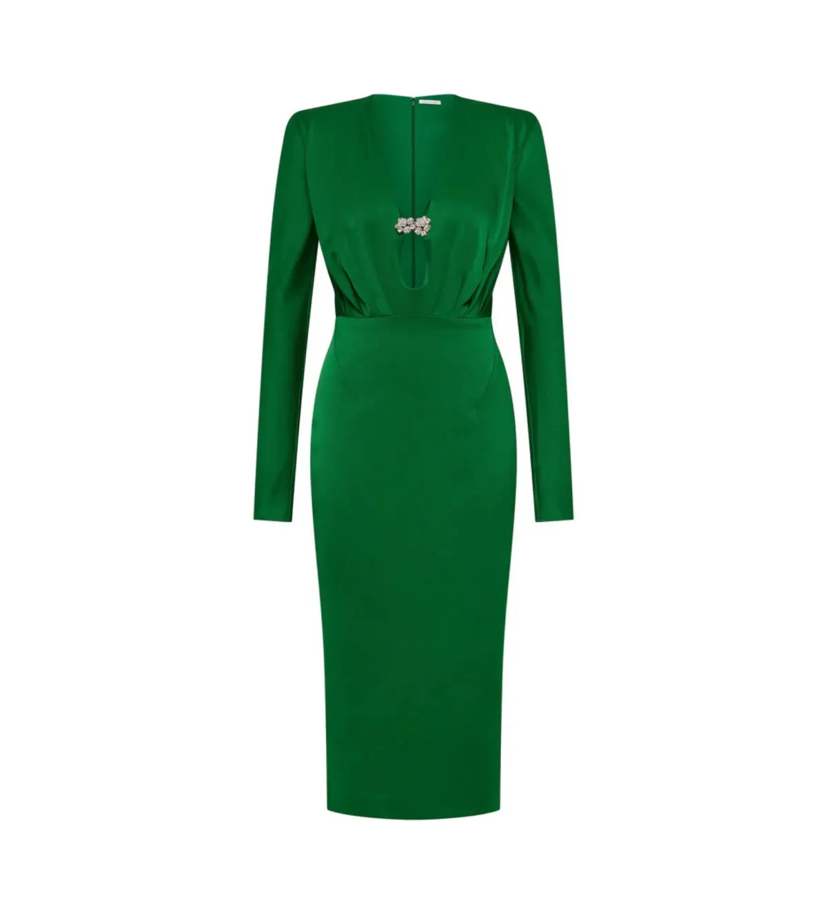 Rachel Gilbert Florida Long Sleeve Midi Dress in Emerald Size 2 / AU 10 for rent on The Volte - main image