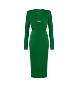 Rachel Gilbert Florida Long Sleeve Midi Dress in Emerald Size 2 / AU 10 for rent on The Volte - image 1