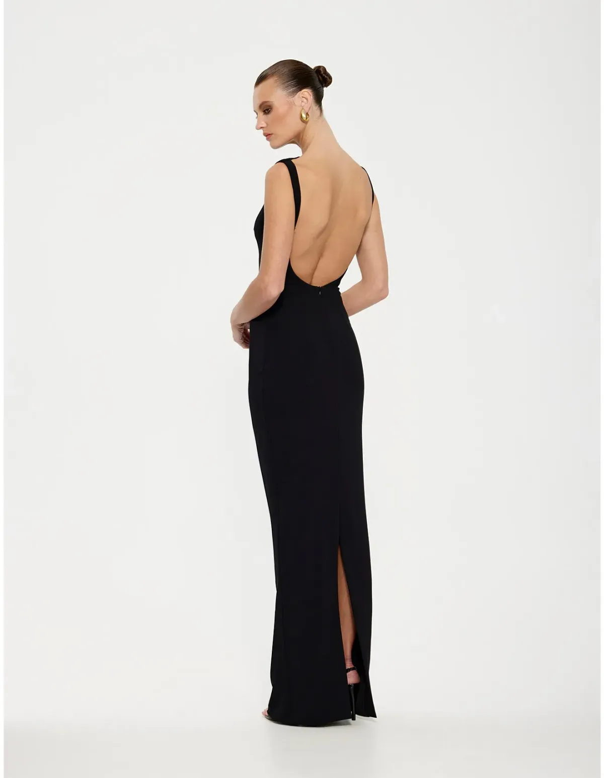 Effie Kats Verona Stretch Crepe Floor Length Gown Black Size 10 - Image 4