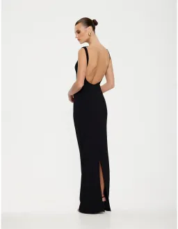 Effie Kats Verona Stretch Crepe Floor Length Gown Black Size 10 for rent on The Volte - image 4