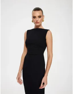 Effie Kats Verona Stretch Crepe Floor Length Gown Black Size 10 for rent on The Volte - image 2