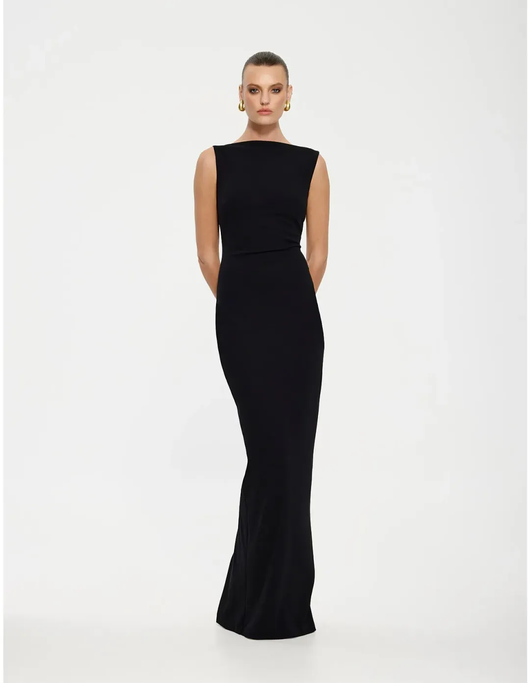 Effie Kats Verona Stretch Crepe Floor Length Gown Black Size 10 for rent on The Volte - main image