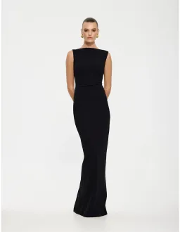 Effie Kats Verona Stretch Crepe Floor Length Gown Black Size 10 for rent on The Volte - image 1