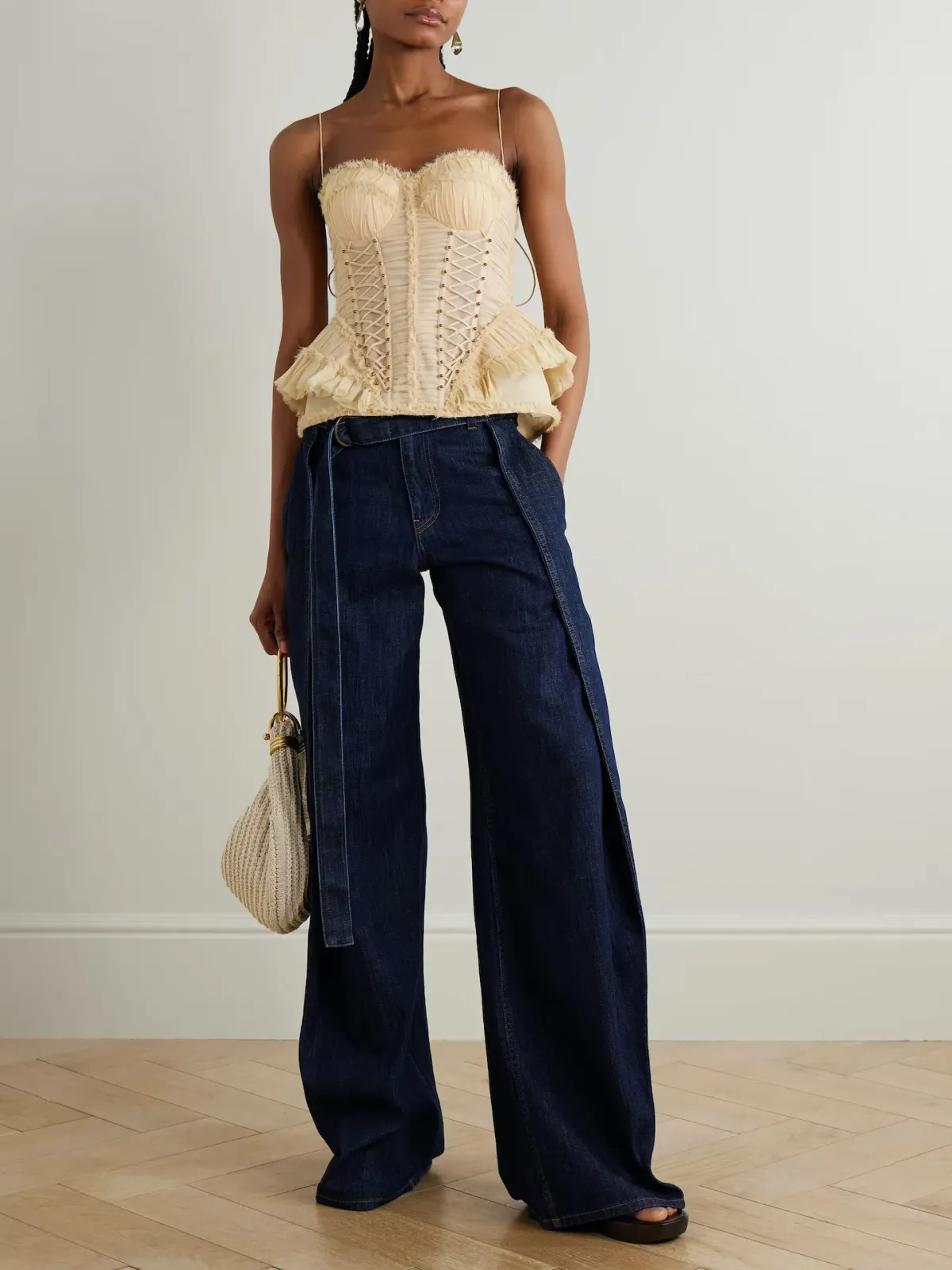 Zimmermann Rebellion Frayed Corset in Cream Size 1 / AU 10 - Image 1