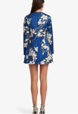 Leo Lin Aliza Long Sleeve Petal Mini Dress in Midnight Magnolia Print Size 8 for rent on The Volte - image 3