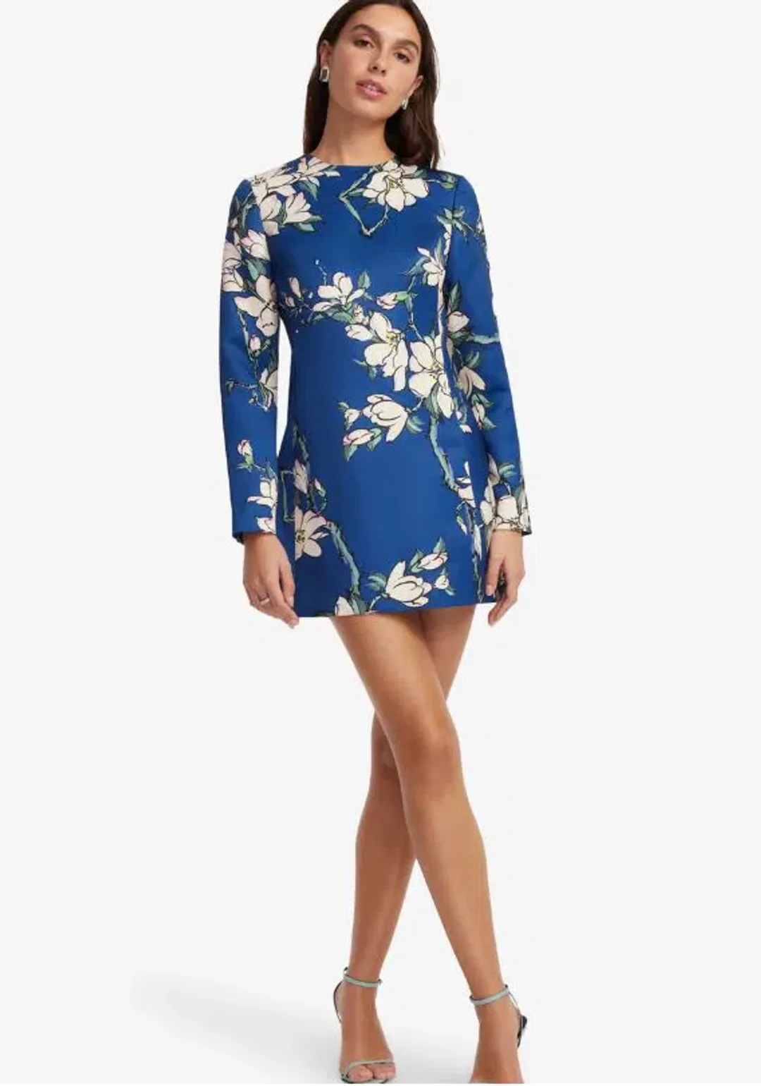 Leo Lin Aliza Long Sleeve Petal Mini Dress in Midnight Magnolia Print Size 10 for rent on The Volte - main image