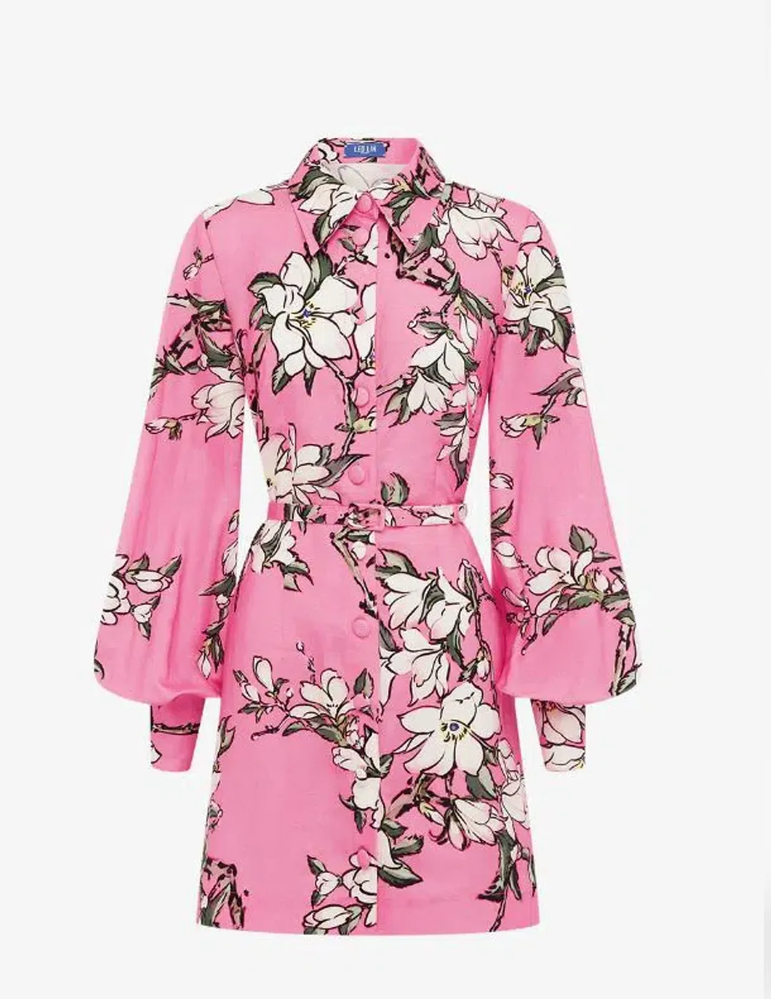 Leo Lin Luminous Linen Mini Dress in Pink Magnolia Size 12 for rent on The Volte - main image