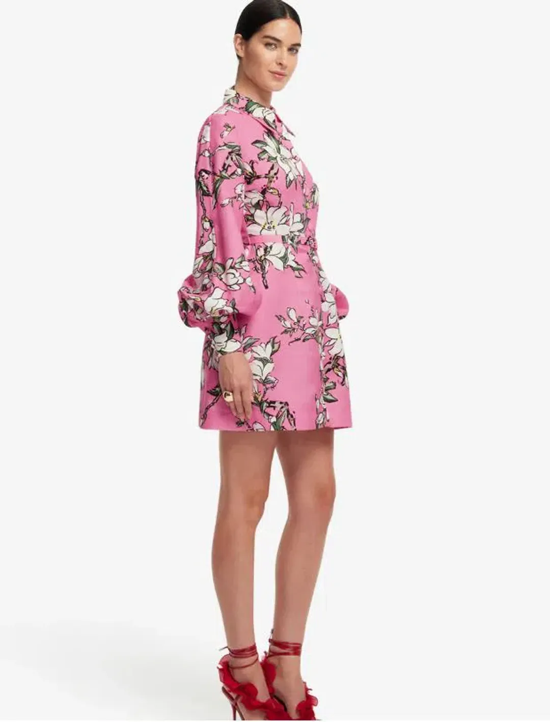 Leo Lin Luminous Linen Mini Dress in Pink Magnolia Size 12 for rent on The Volte - main image