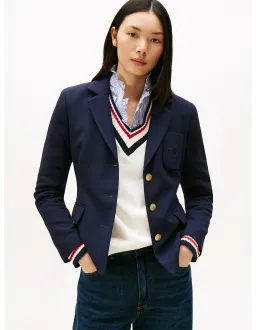 Tommy Hilfiger Punto Tonal Crest Slim Blazer Navy Size 36 EU for rent on The Volte - image 1