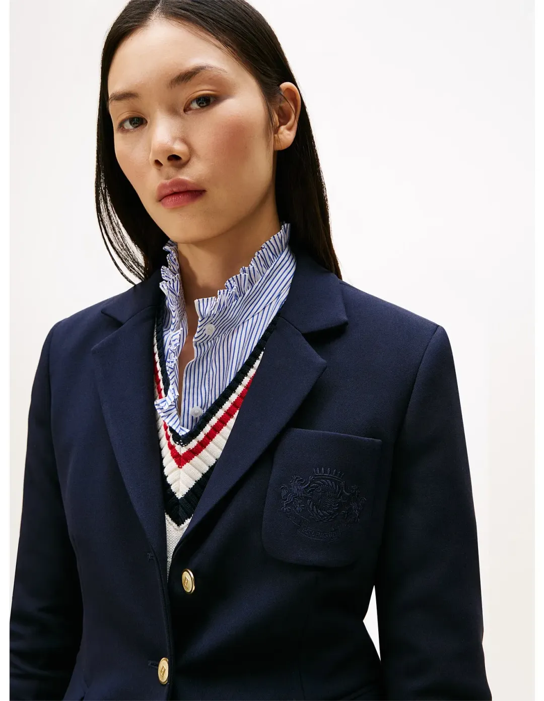 Tommy Hilfiger Punto Tonal Crest Slim Blazer Navy Size 36 EU for rent on The Volte - main image