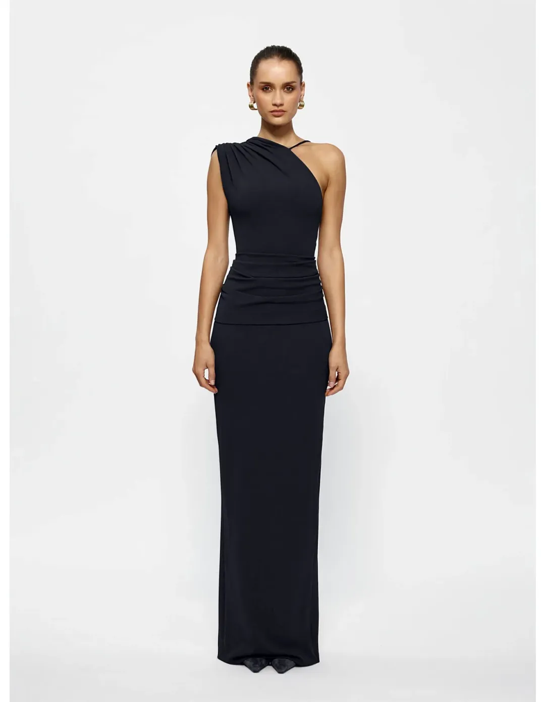 Effie Kats Greer One Shoulder Floor Length Gown Grey Size 8 for rent on The Volte - main image