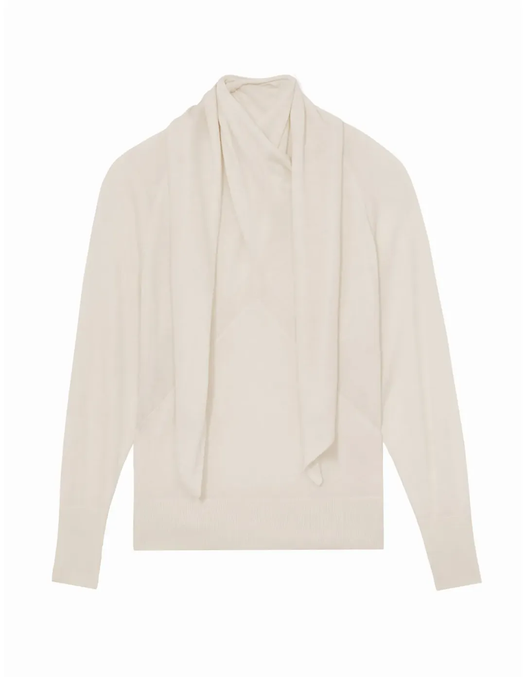 Reiss Alexis Tie Long Sleeve Top Cream Size 8 for rent on The Volte - main image