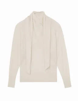 Reiss Alexis Tie Long Sleeve Top Cream Size 8 for rent on The Volte - image 4