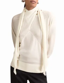 Reiss Alexis Tie Long Sleeve Top Cream Size 8 for rent on The Volte - image 1