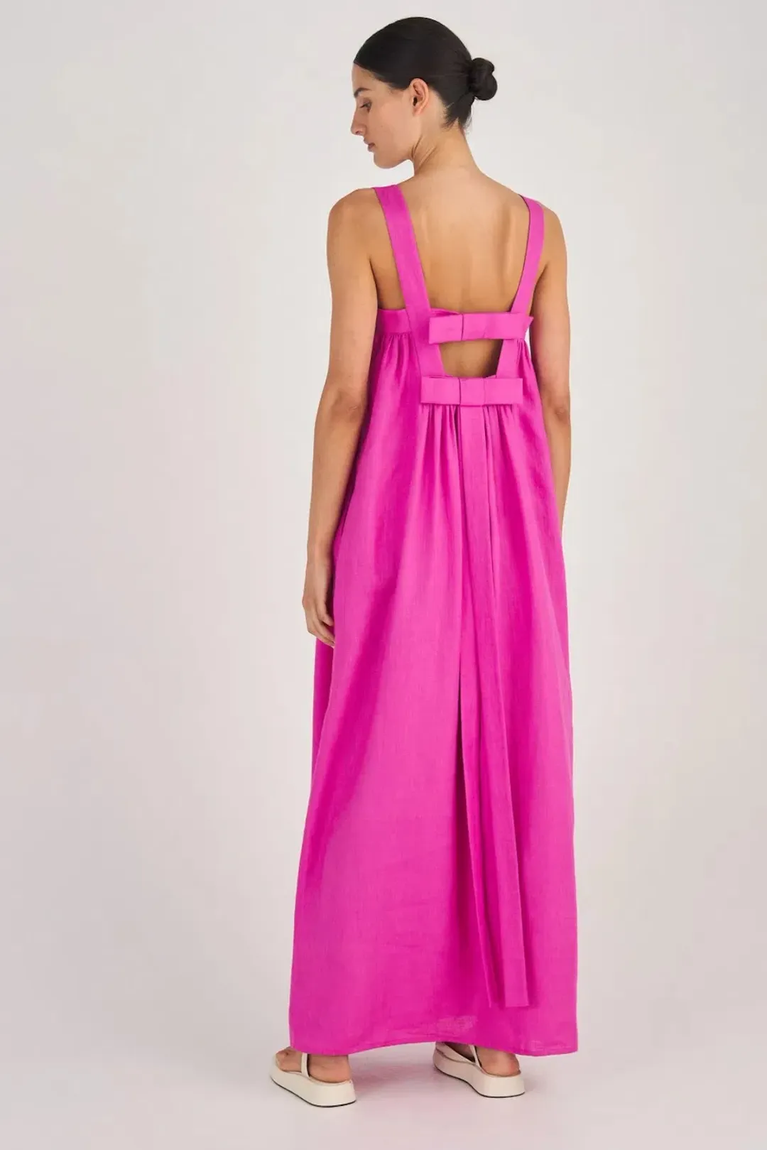 Oroton Bow detail maxi sundress in Fuchsia size 6 for rent on The Volte - main image