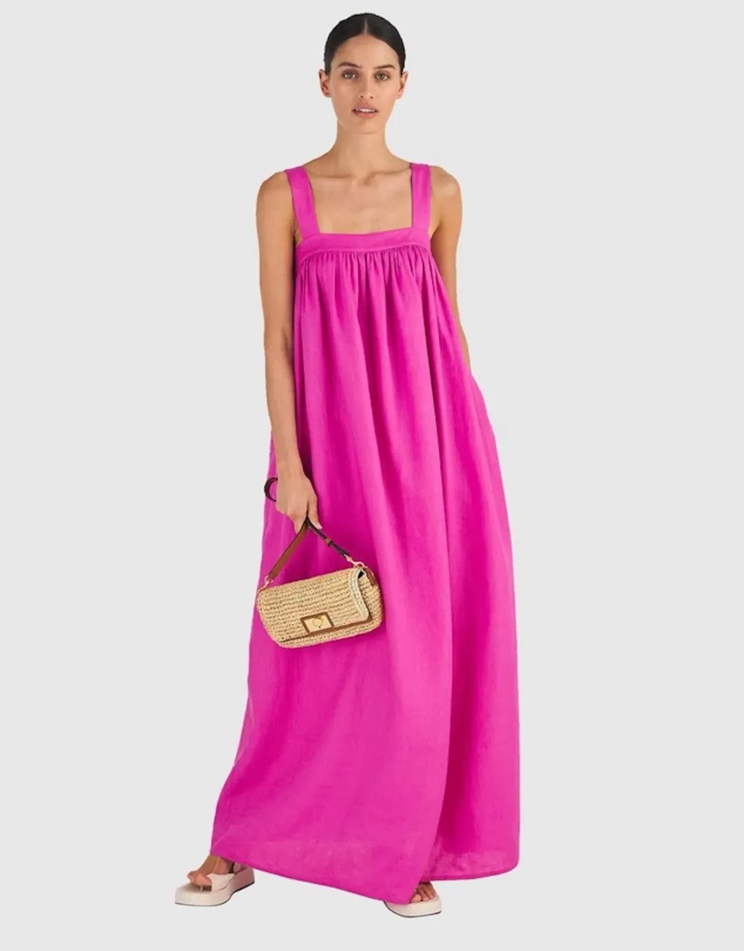 Oroton Bow detail maxi sundress in Fuchsia size 6 for rent on The Volte - main image