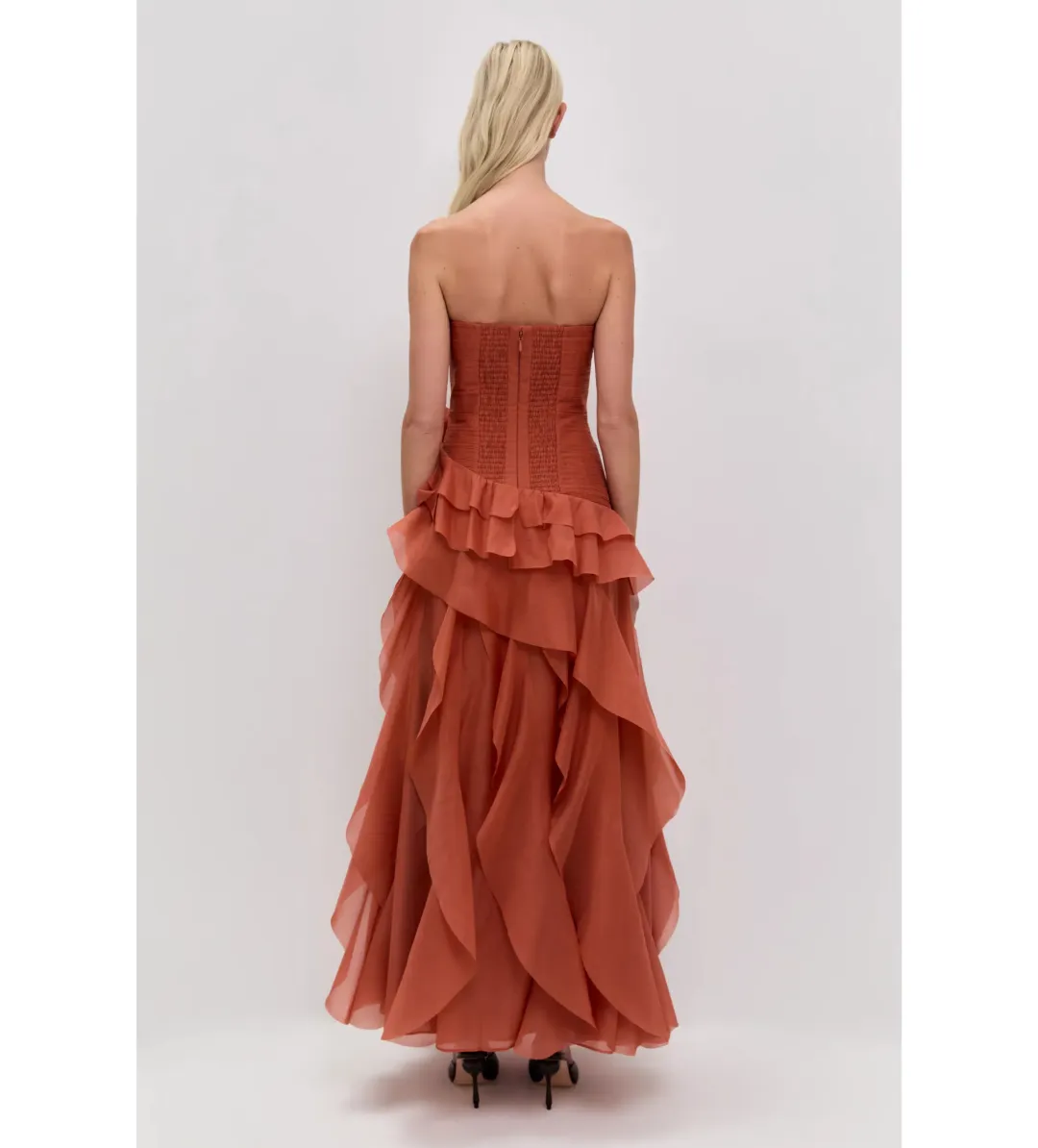 Aje Canyon Gown in Coral Clay Size AU8 for rent on The Volte - main image