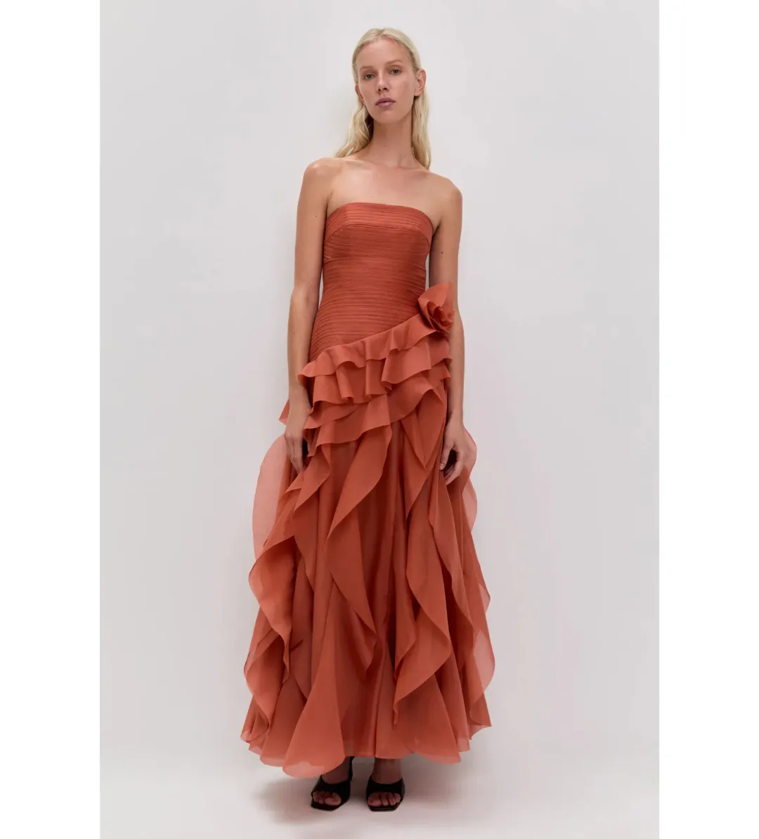 Aje Canyon Gown in Coral Clay Size AU8 for rent on The Volte - main image