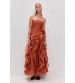 Aje Canyon Gown in Coral Clay Size AU10 for rent on The Volte - image 1