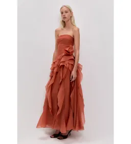 Aje Canyon Gown in Coral Clay Size AU10 for rent on The Volte - image 2